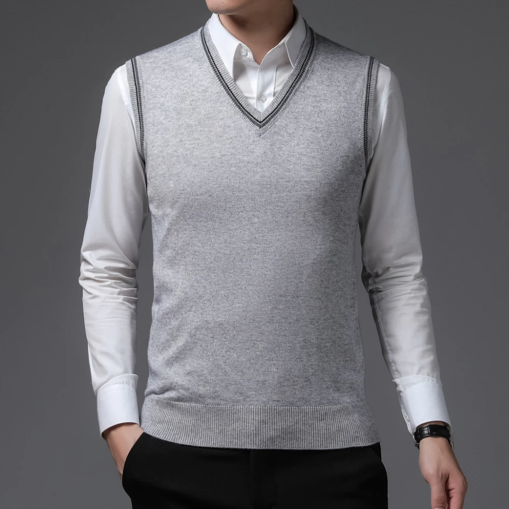 COODRONY Brand Men's Knitted Wool Vests A&W Warm V-Neck Sleeveless Sweater Vest Men Business Casual Base Clothing XXS - XL 5081