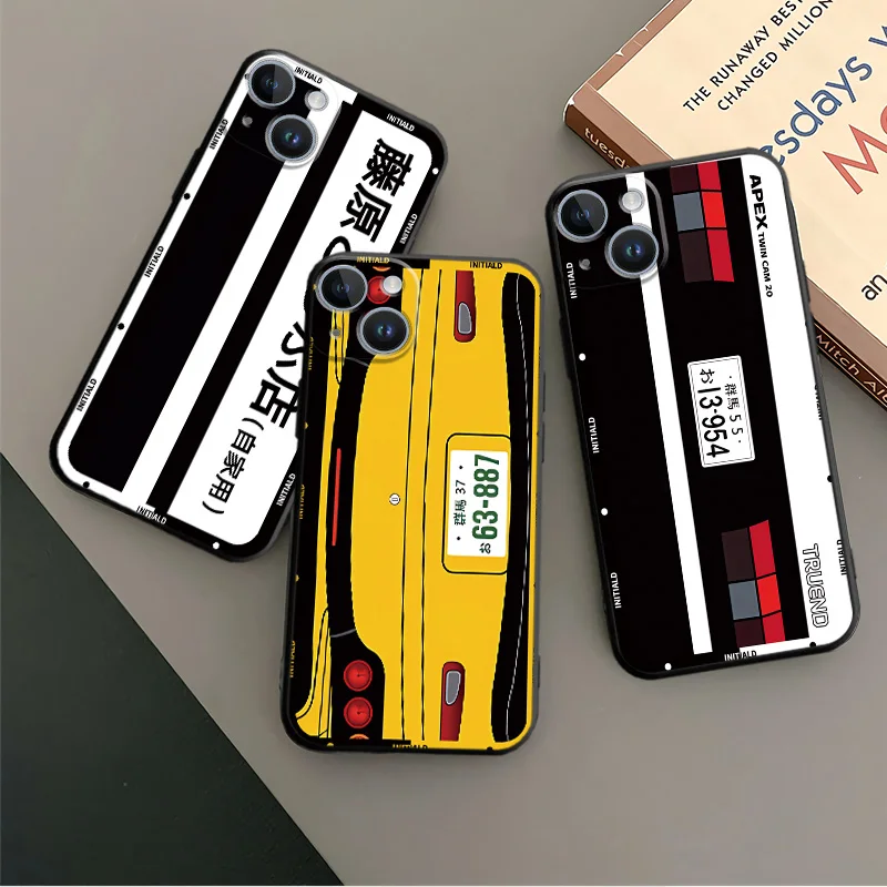 Anime Initial D Car Cover Phone Case for iPhone 8 Plus 11 12 Mini 14 XR SE 13 Pro 15 Pro Max XS X 2020 13Mini XS Max TPU Soft