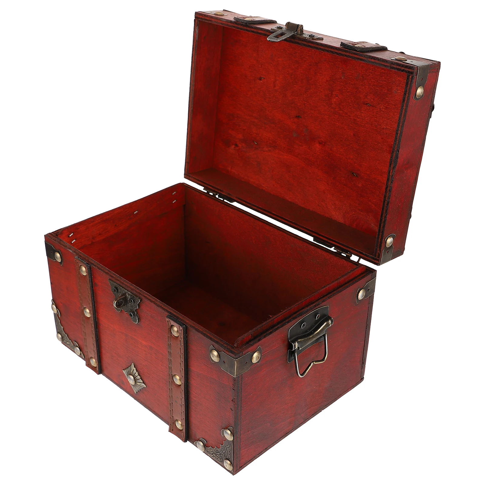 

Retro Decor Wooden Storage Box with Lock Boxes Vintage Storagevintage Jewelry Souvenir Trunk Red Child