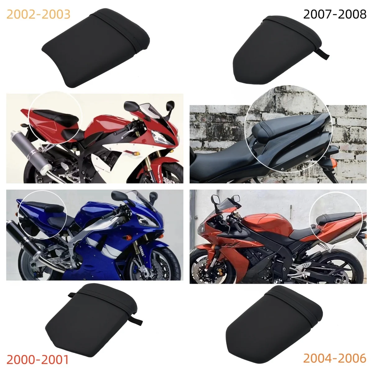 Motorcycle Rear Passenger Seat Saddle Pillion For Yamaha YZF R1 2000-2001 2002-2003 2004-2006 2007-2008 Accesorios Para Moto