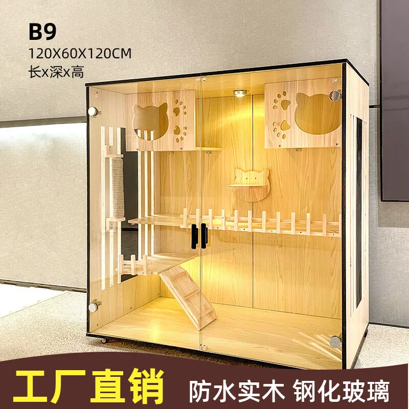 Waterproof Cat Cage Villa Oversized Luxury Solid Wood Cat Cage Sub Cattery Cat House Home Indoor Cat House Cat Nest