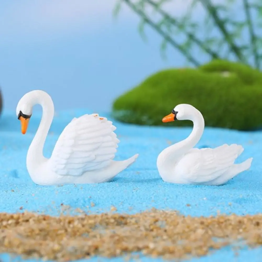 Mini Craft Swan Miniatures Cute Animal Goose Model DIY Lover Swan Ornaments Decor Accessories
