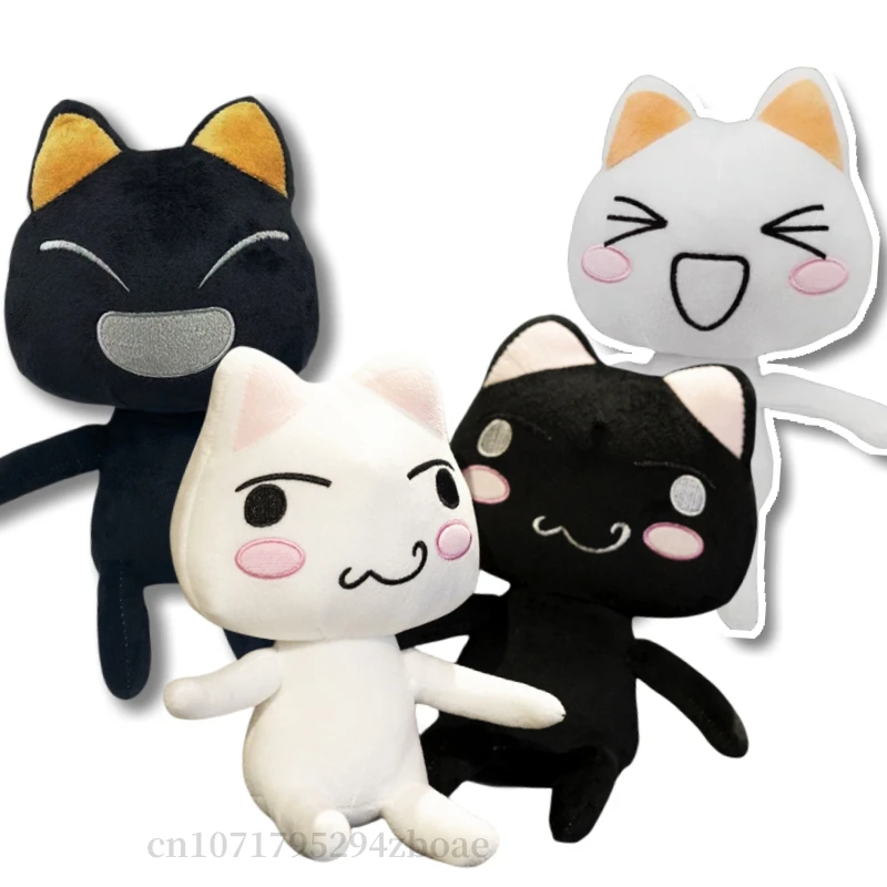 Kawaii Black And White Cat With Expression Couple Plush Toys Cute Animal High Quality Creative Simulation Doll Home Decoration