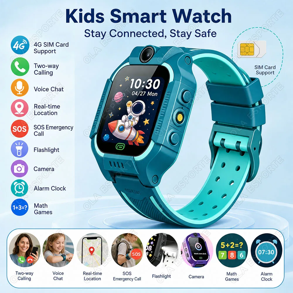 Kids Smart Watch Two Way Call Voice Chat SOS Real-Time Positioning ...
