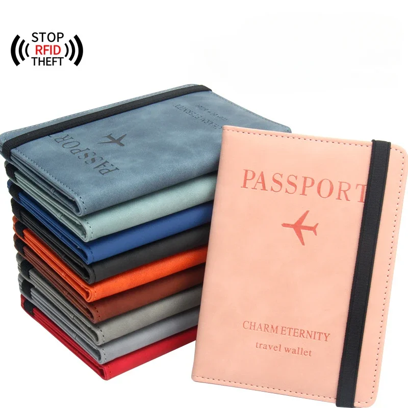 Women Men RFID Vintage Business Passport Covers Holder Multi-Function ID Bank Card PU Leather Wallet Case Travel Accessories