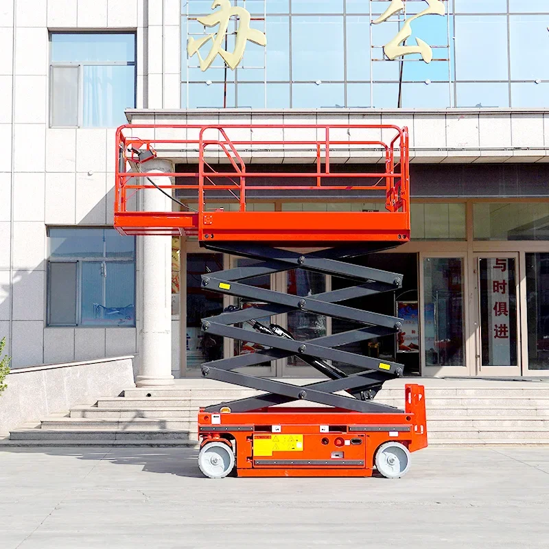 Self Propelled Scissor Lift Platform Electric Hydraulic 5-8M Height Compact Design Mobile Aerial Work Platform for Indoor Use