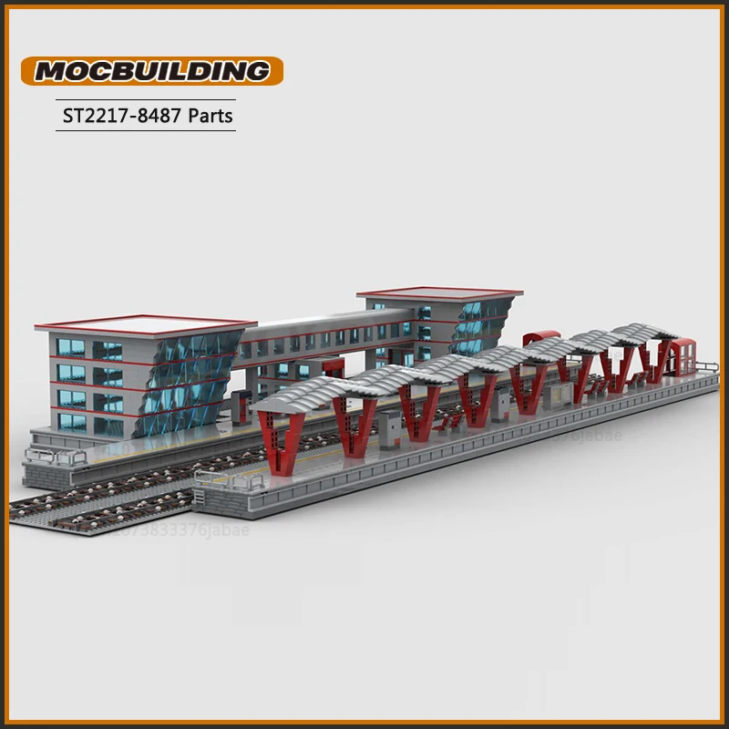 Moc Building Blocks City Train GreyHound Station Technology Bricks DIY Assembly Model Creative Display Collection Toys Xmas Gift