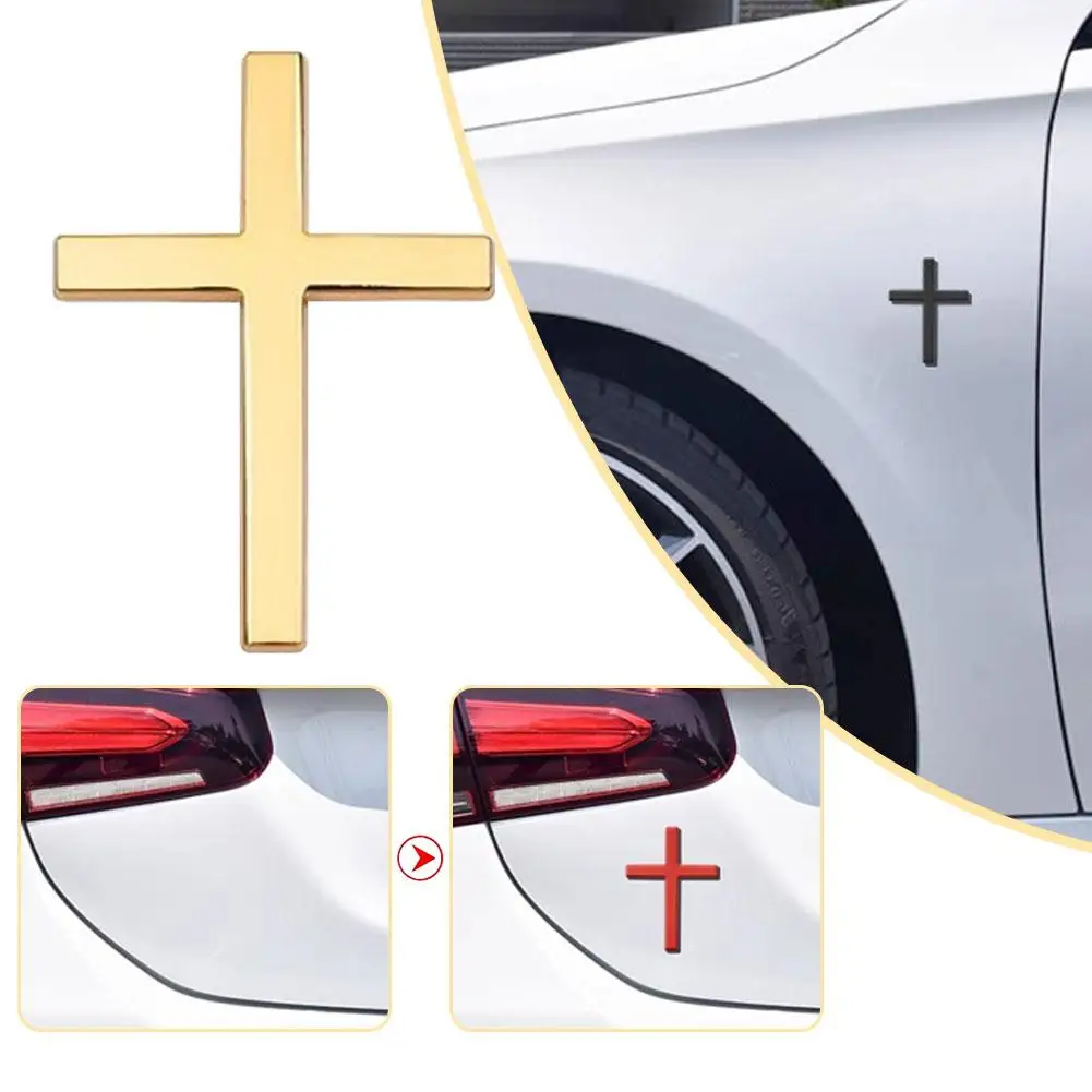 Cross 3D Metal Sticker Black Silver Gold Emblem Motorcycle Badge Logo Jesus Christian Religious Accessories Car Styling Deco