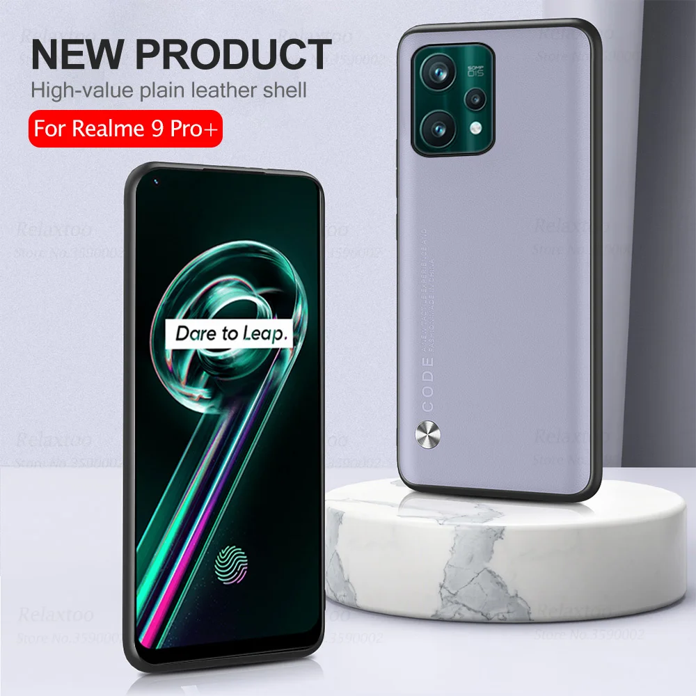 Plain Leather Protection Case For Oppo Realme 9 Pro Plus On Realem9 9Pro Realm Reame 9 Pro+ 5G Silicone Shockproof Cover Fundas