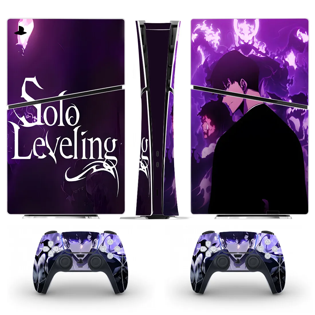 سولو التسوية أنيمي PS5 سليم الجلد الرقمي ملصق غطاء لاصق لامع لوحدة التحكم و 2 وحدات تحكم جديد PS5 سليم الرقمية الجلد الفينيل