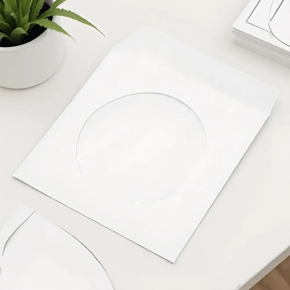 100PCS Practical Clear Window CD Sleeves Flap Design Reusable DVD Sleeves Disc Sleeves Media Collection