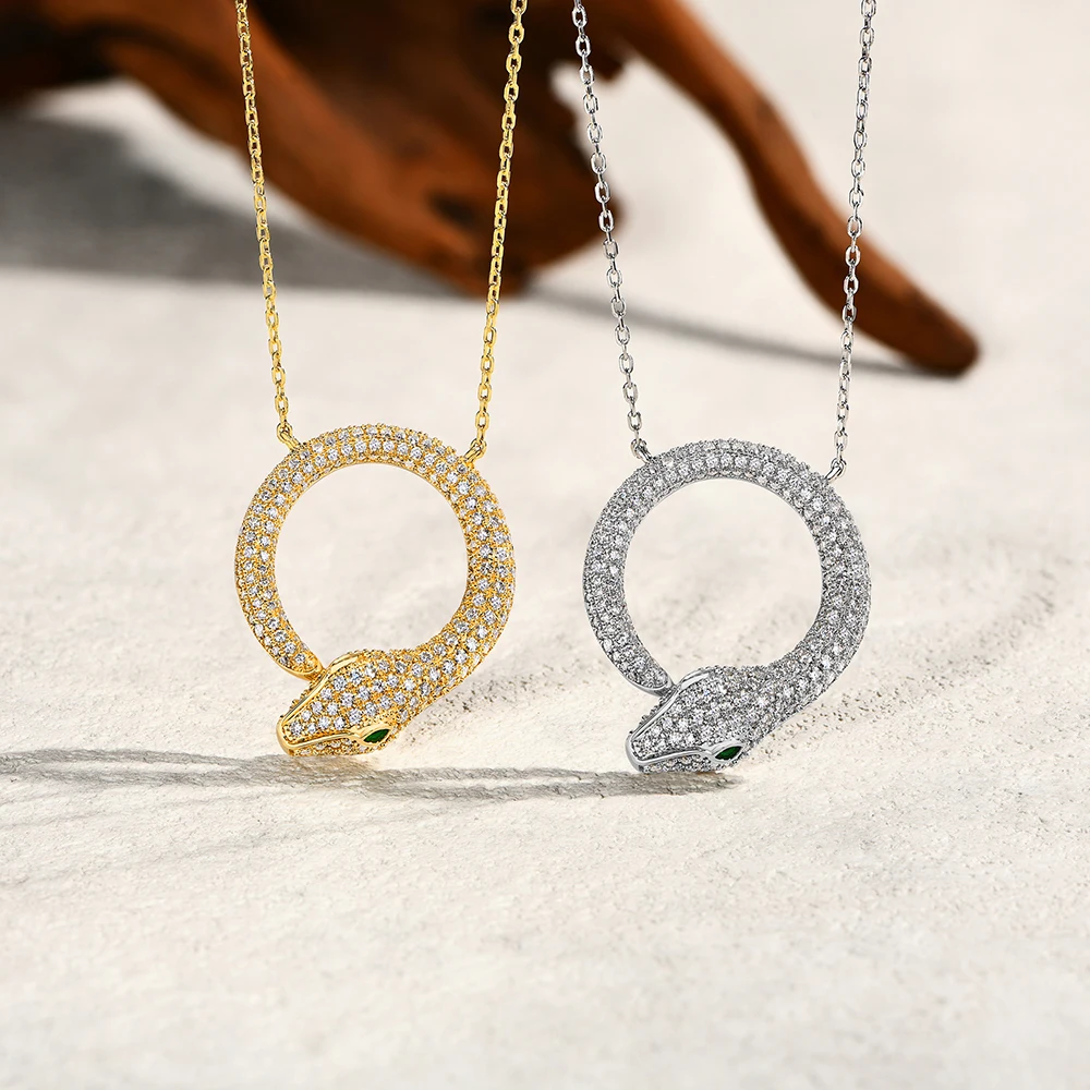 

MINTYBOX ожерелья со змеей и муассанитом S925, серебряная подвеска с бриллиантами в лаборатории для женщин, роскошные свадебные ювелирные украшения 45 + 5 см