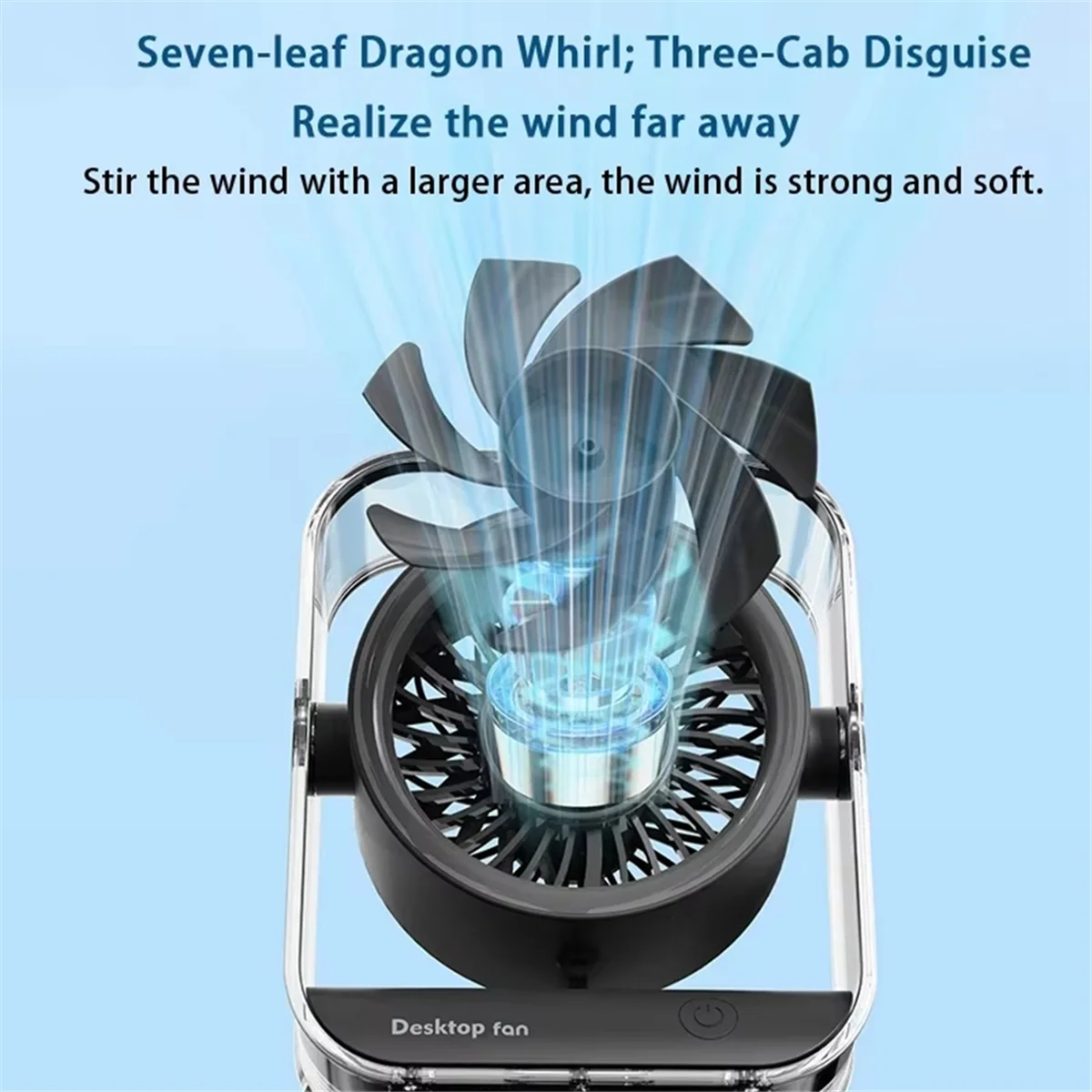 

Мини-настольный вентилятор Офисный светодиодный цифровой настольный вентилятор 3000 мАч A