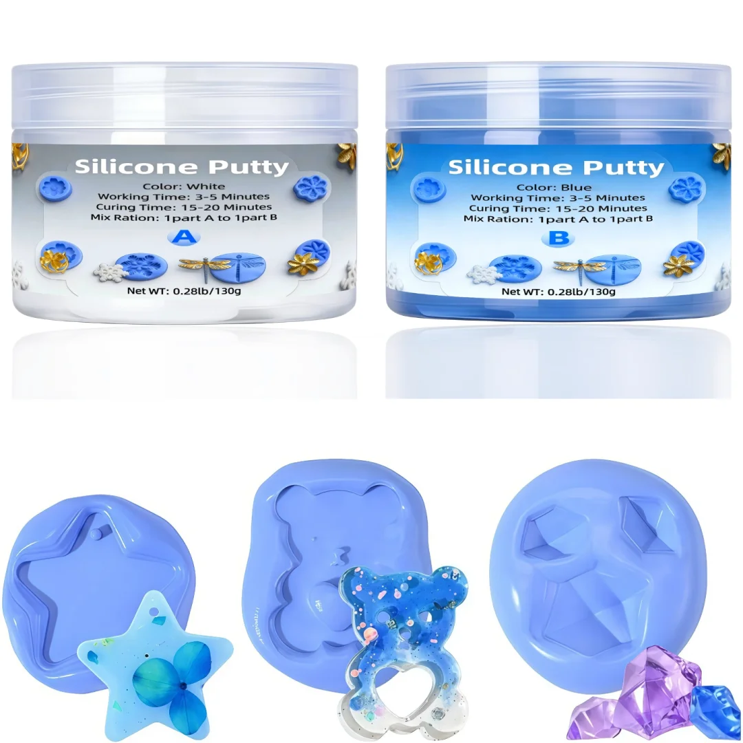 1:1 Ratio Silicone Putty Molding Material Christmas Supplies For Flexible Resin Molds (Blue)