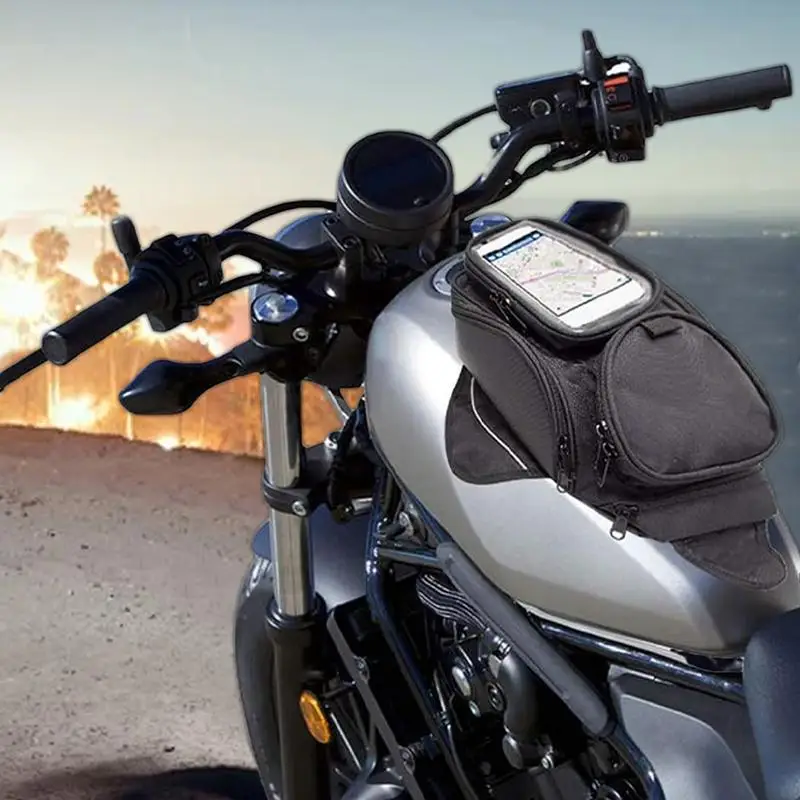 Motorcycle Fuel Tank Bag Top Storage Pouch Super Strong Magnetic Multifunctional Riding Accessory Touch Screen Mobile Phone Bag