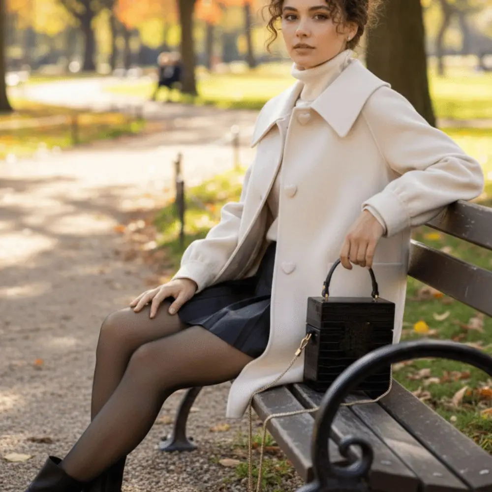 

Casual Mid Length Woolen Coat Women Flip Collar Chic Long Sleeve Cardigan Lady Tops Autumn Winter Windproof Coats Spring