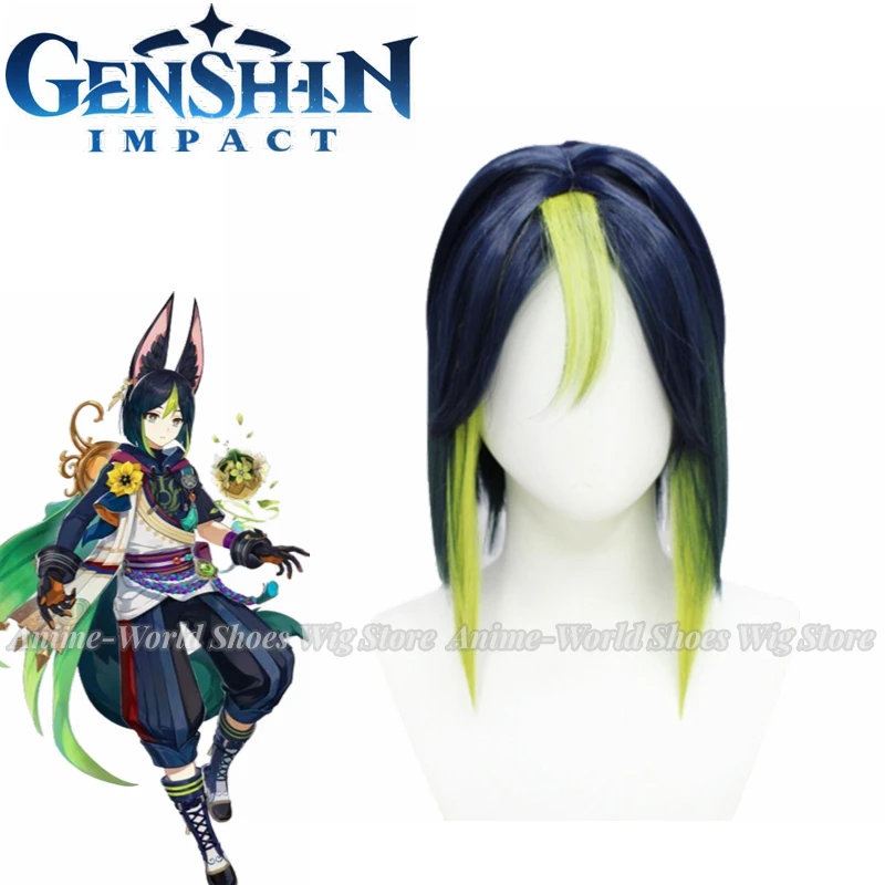 أنيمي Ti NaLi الأذن أحذية الأحذية اكسسوارات لعبة Genshin تأثير Tighnari الباروكات مقاومة للحرارة الاصطناعية الشعر لعبة دور تأثيري الباروكات