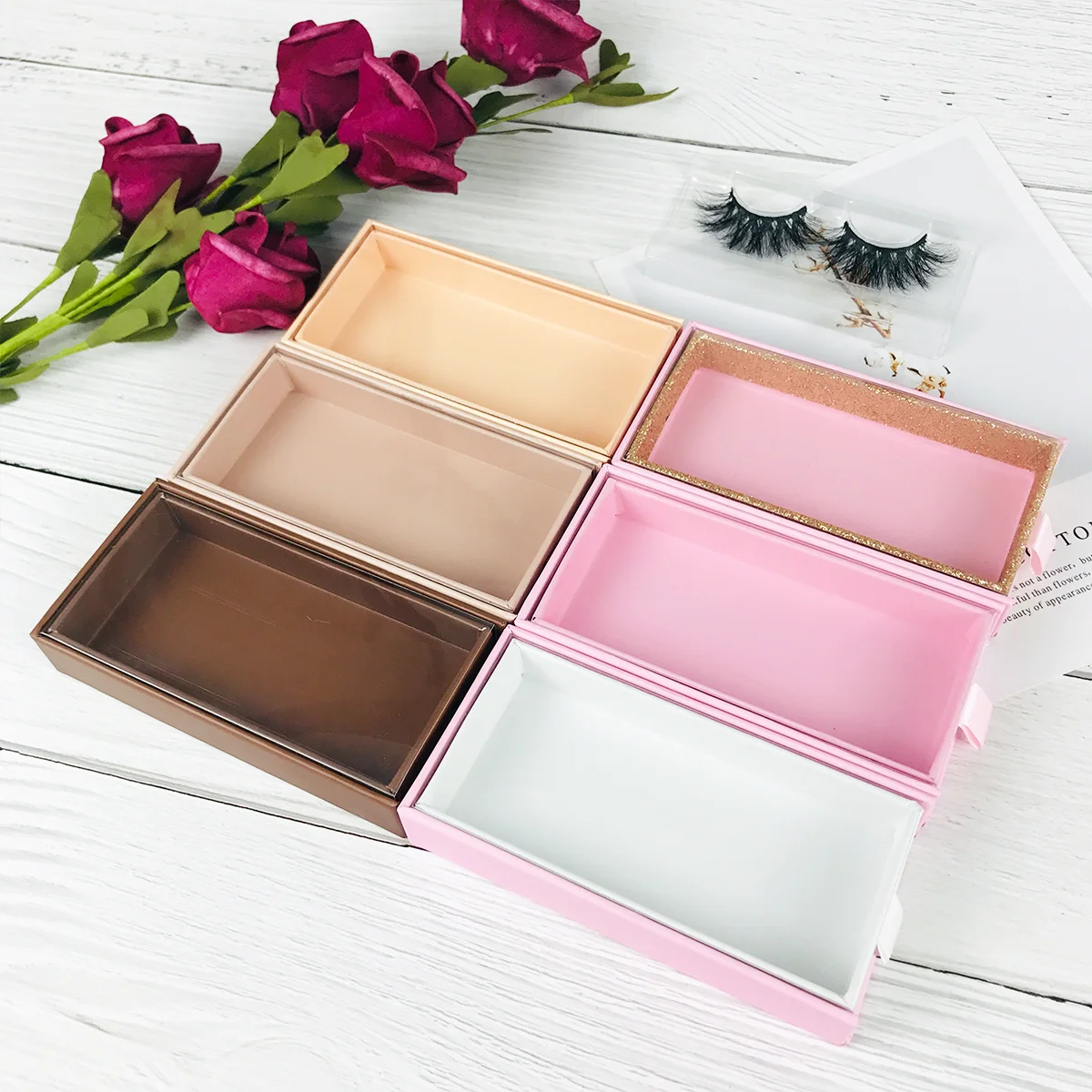 Lashes Box Case Wholesale Lash Cases Packaging Bulk Square Eyelash Case New Custom Pink Black Eyelashes Box Package With Logo