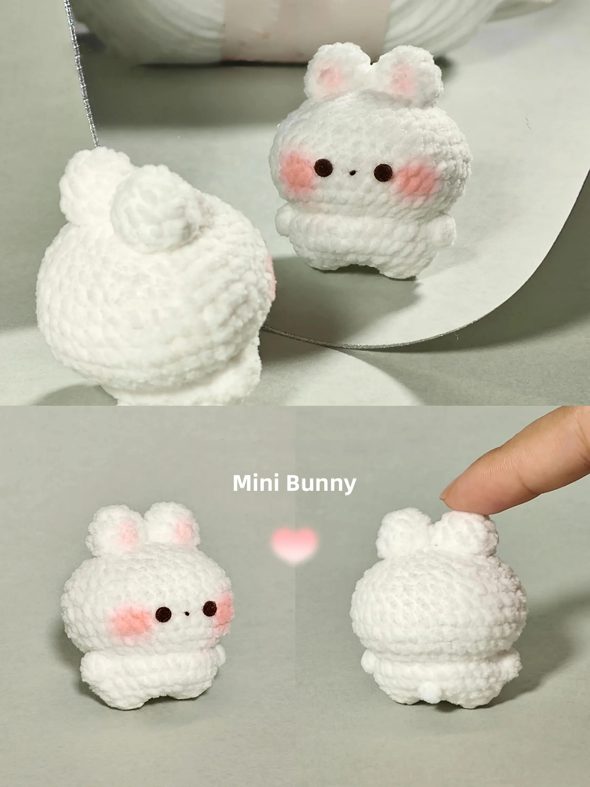 Handmade Crochet Bunny Keychain Pendant Yarn DIY Material Kit Time Killer Gift Handywork Project for Adults And Kids