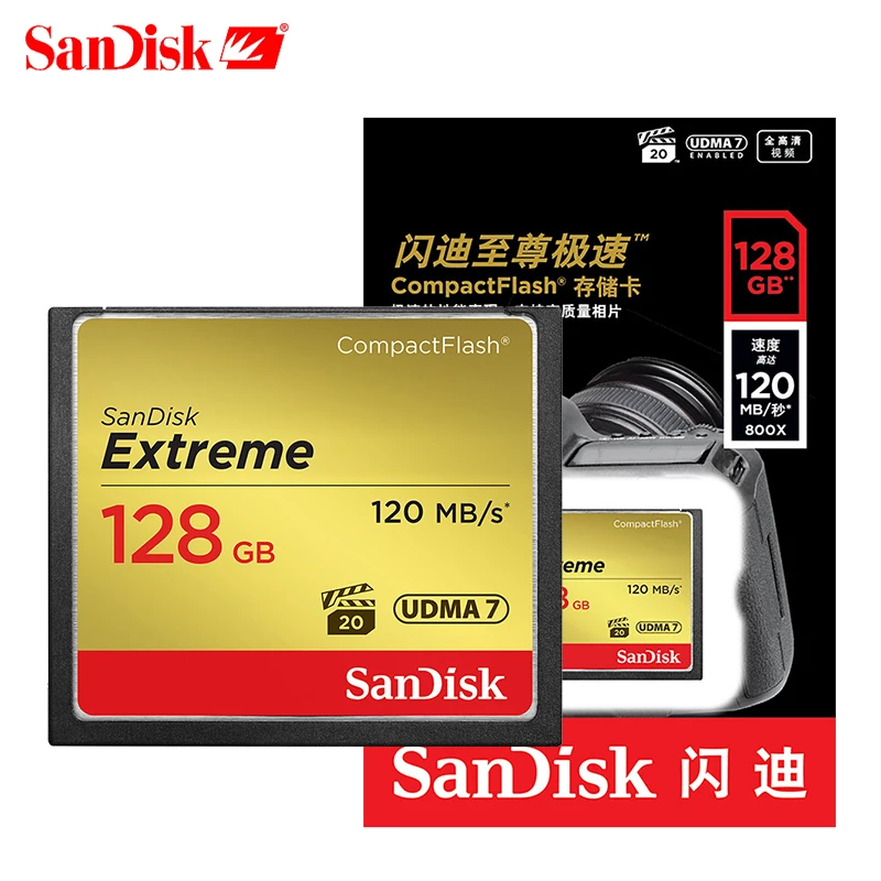 Imagem -06 - Sandisk-cartão de Memória Extremo para Câmera Udma7 Cartão Compact Flash Vídeo 4k Full hd Sdcfxs 32gb 64gb 128gb Vpg20 120 mb s