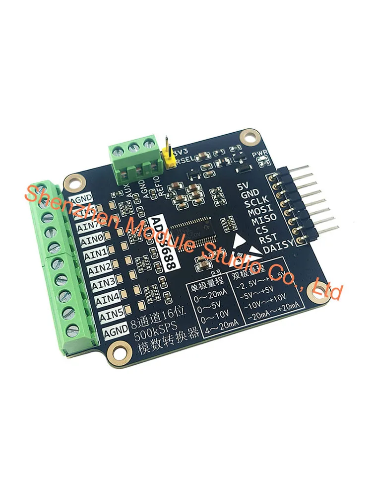 Moduł ADS8688, 8 kanałów, 500kSPS, 16-bitowy przetwornik ADC, przetwornik analogowo-cyfrowy, ±10V 0-10V Bipolarny Unipolarny — zdjęcie produktu 6