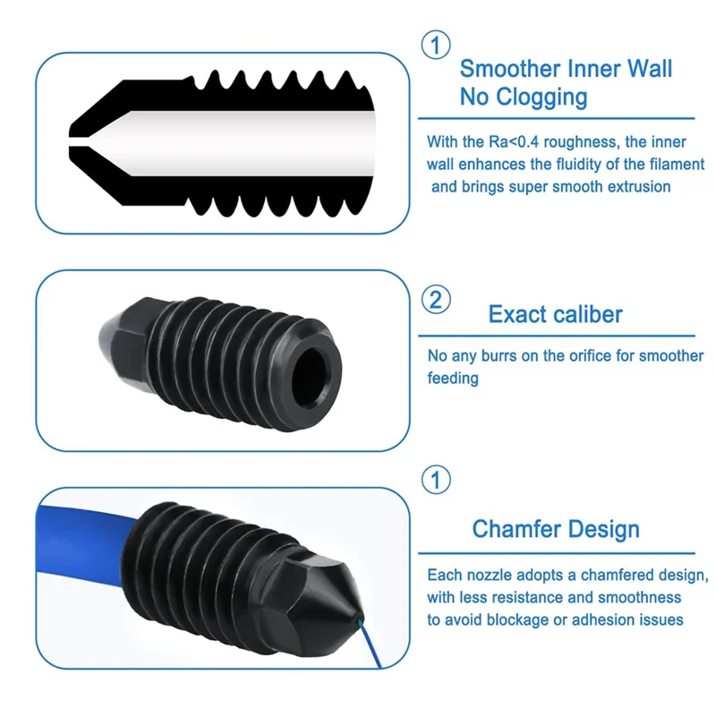 

A02F-Set Of 6 Durable 0.4Mm Hardened Steel Nozzles For A1/A1 Mini, Replacement Extruder Hotend Nozzles For 3D Printing