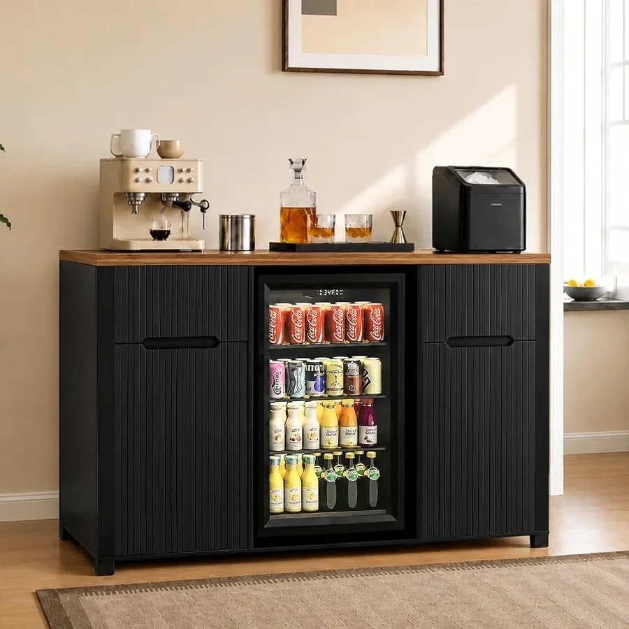 Coffee Bar Cabinet with Fridge Space, 53.1