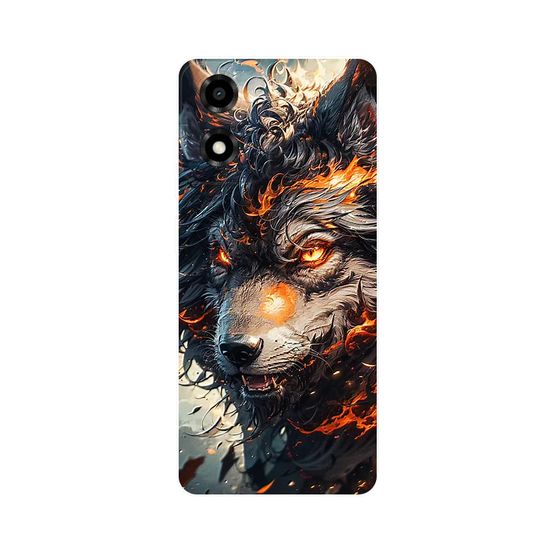 Motorola Moto E14 ケース, オオカミデザイン, ソフトTPUシリコンバックカバー, Moto E14 / E 14 / MotoE14 保護ケース