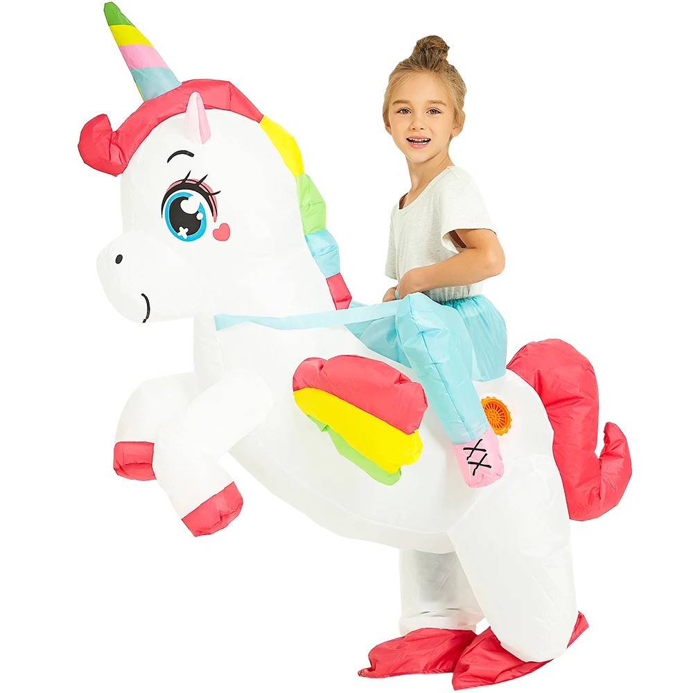 Disfraz inflable de unicornio para niños, traje divertido de unicornio para Halloween, Purim, Carnaval, Anime de lujo, vestido de fiesta de Cosplay