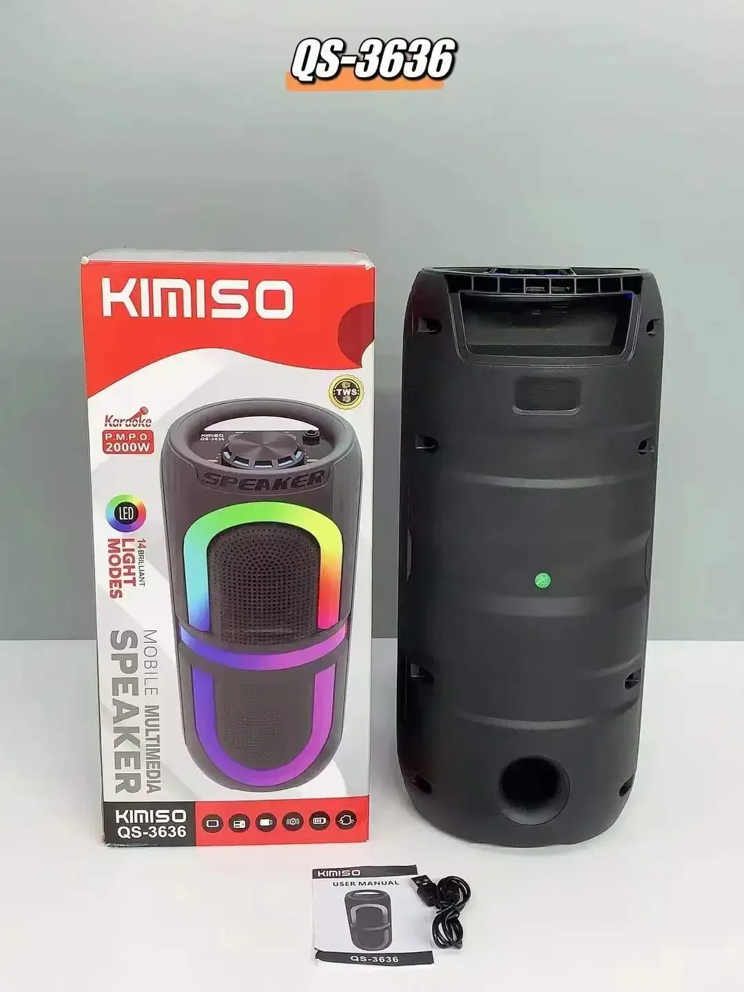 

QS-3636 New Arrival Kimiso 4 Inch Speaker Small Good Quality With Cool Light