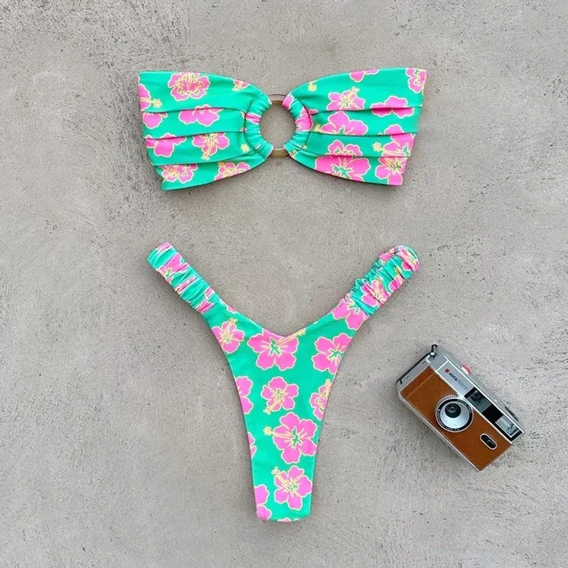 Micro bikini push up women swimsuits 2024 sexy female swimwear Brazilian bikinis set smart Biquini swimming suits print beachwea