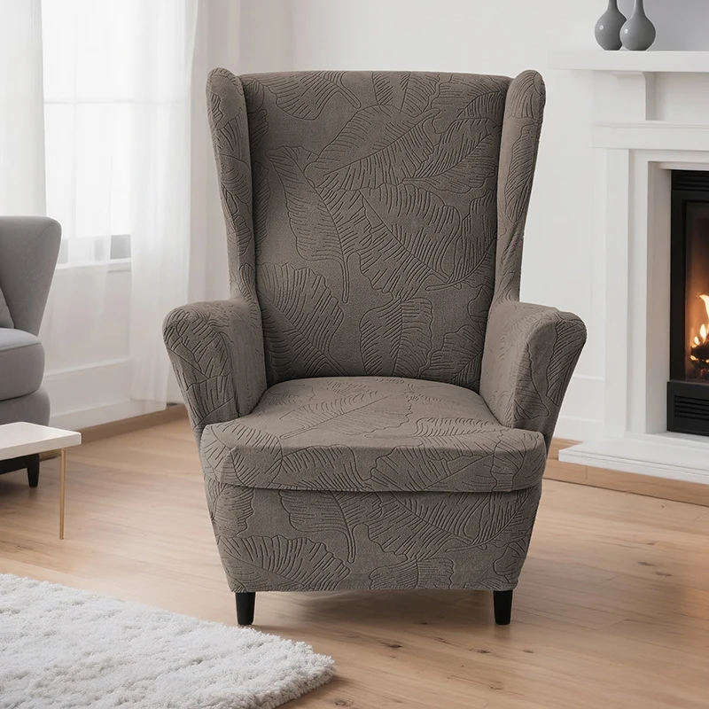 

1 Set Wing Chair Cover Stretch Jacquard Wingback Chairs Slipcover Removable Anti-dirty Armchair Sofa Covers Furniture Covers