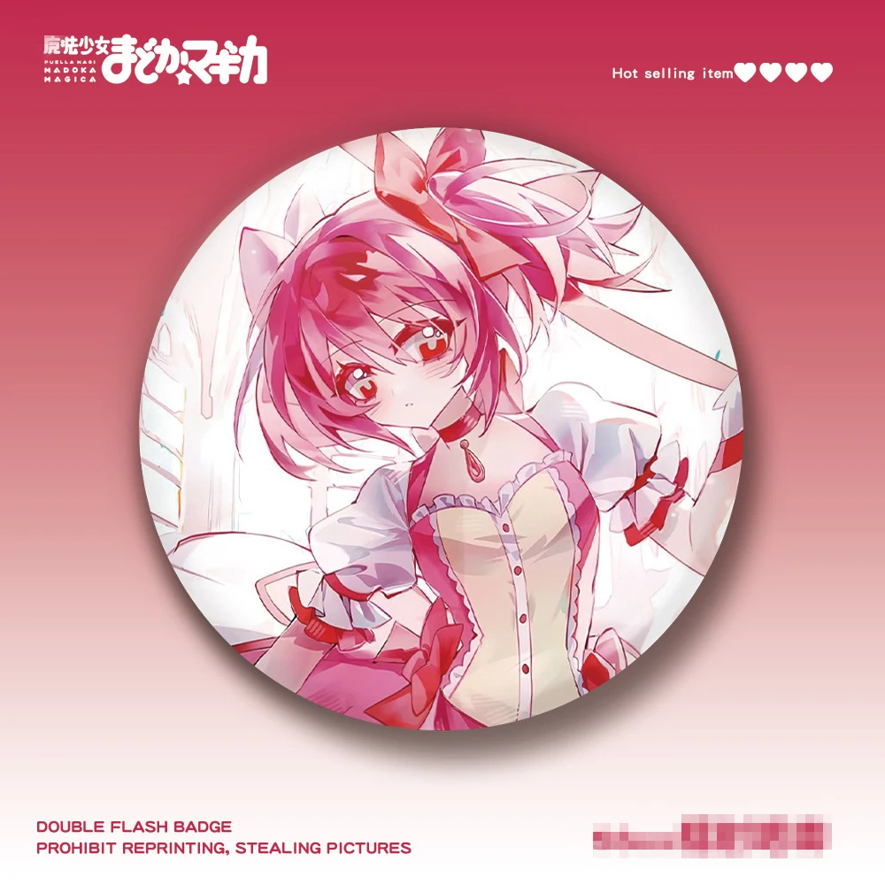 58 มม.อะนิเมะ Puella Magi Madoka Magica Tomoe Mami Miki Sayaka Sakura Kyouko คอสเพลย์เครื่องแต่งกาย Badge Pin SPTE Tinplate เข็มกลัด Prop