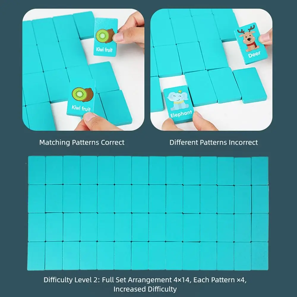 36 STKS Creatieve Houten Ketting Spel Cartoon Fruit Dier Paar Bijpassende Matching Game Blauwe Houten Puzzel Leren