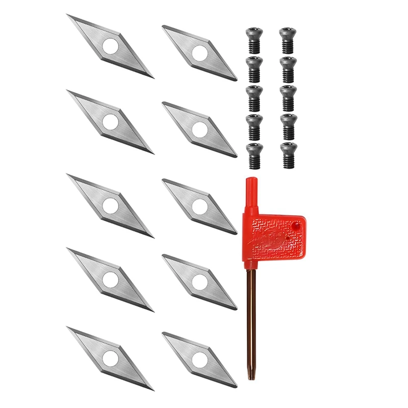 Ensemble d'inserts de fraises en carbure de tungstène, outils de tournage de tour à bois, 30x10mm, diamant, coin pointu et coin arrondi, durable, 10 pièces