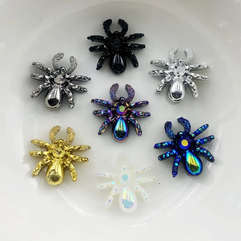 30pcs resin spider DIY decoration  AB/ White Rhinestone spider armour jewellery for earring decoration