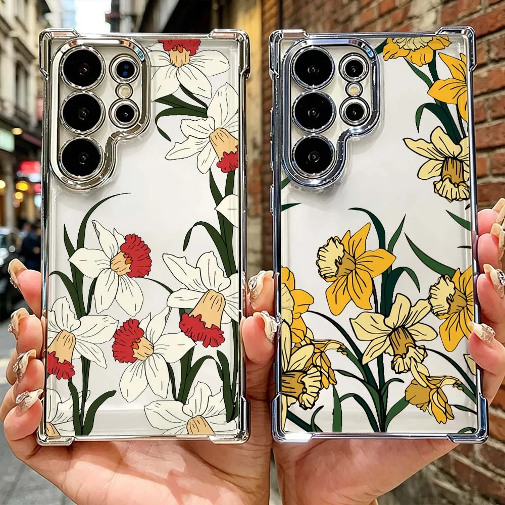 Daffodils Arthritis Cover For Samsung Galaxy S26 S25 S24 FE S23 S22 S21 Edge Ultra Plus Transparent Soft Phone Case