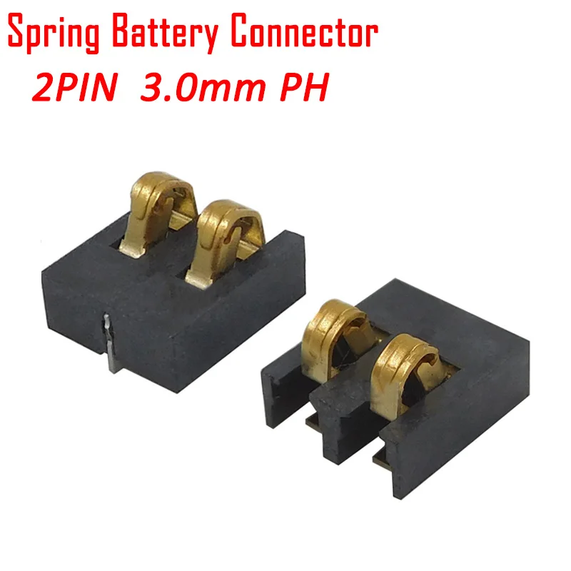 2 Pin Inner Battery Connector Pitch 3.0 MM Holder Clip Contact Replacement For Mobile Phones Common Use Surface Mount Connector