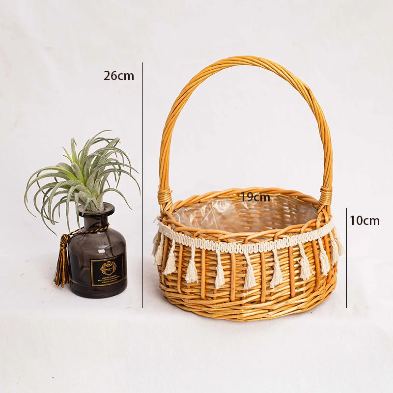 Wedding flower basket rattan wicker creative hand-held flower basket display decoration performance flower basket Sen department