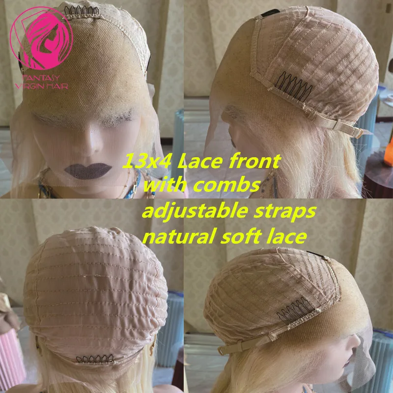 New In Human Hair Lace Frontal Wigs Ash Blonde with Light Grey Highlights Glueless 13x4 Lace Front Wig Sale for Women Free Part