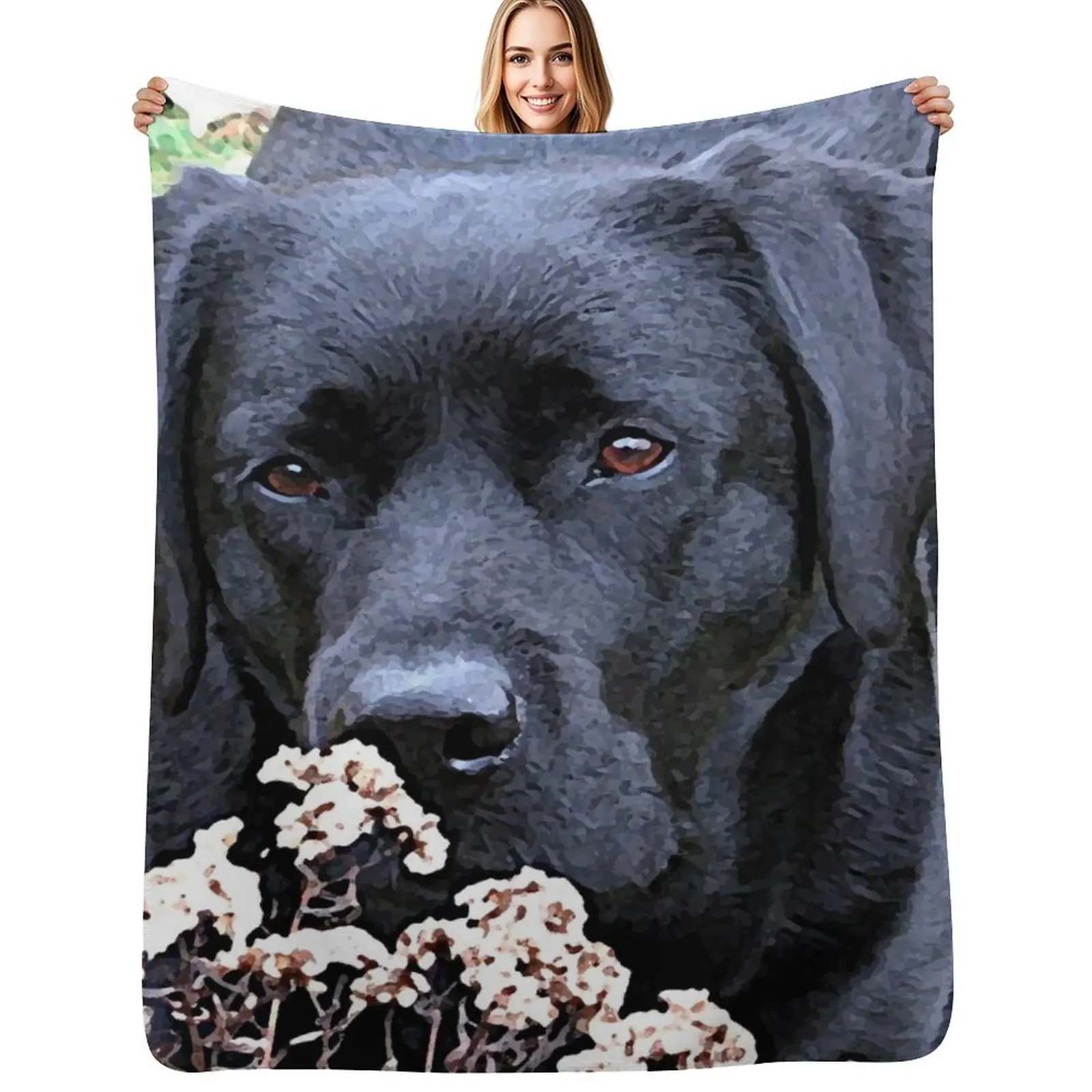 Take Time - Black Labrador Throw Blanket Luxury Designer bed plaid Flannel Stuffeds Bed Fashionable Shaggy Blankets