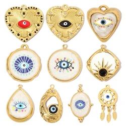3pcs/Lot French Enamel Evil Eye Stainless Steel Diy Charms Women Natural Stone Love Necklace Pendant Dream Catcher Jewelry