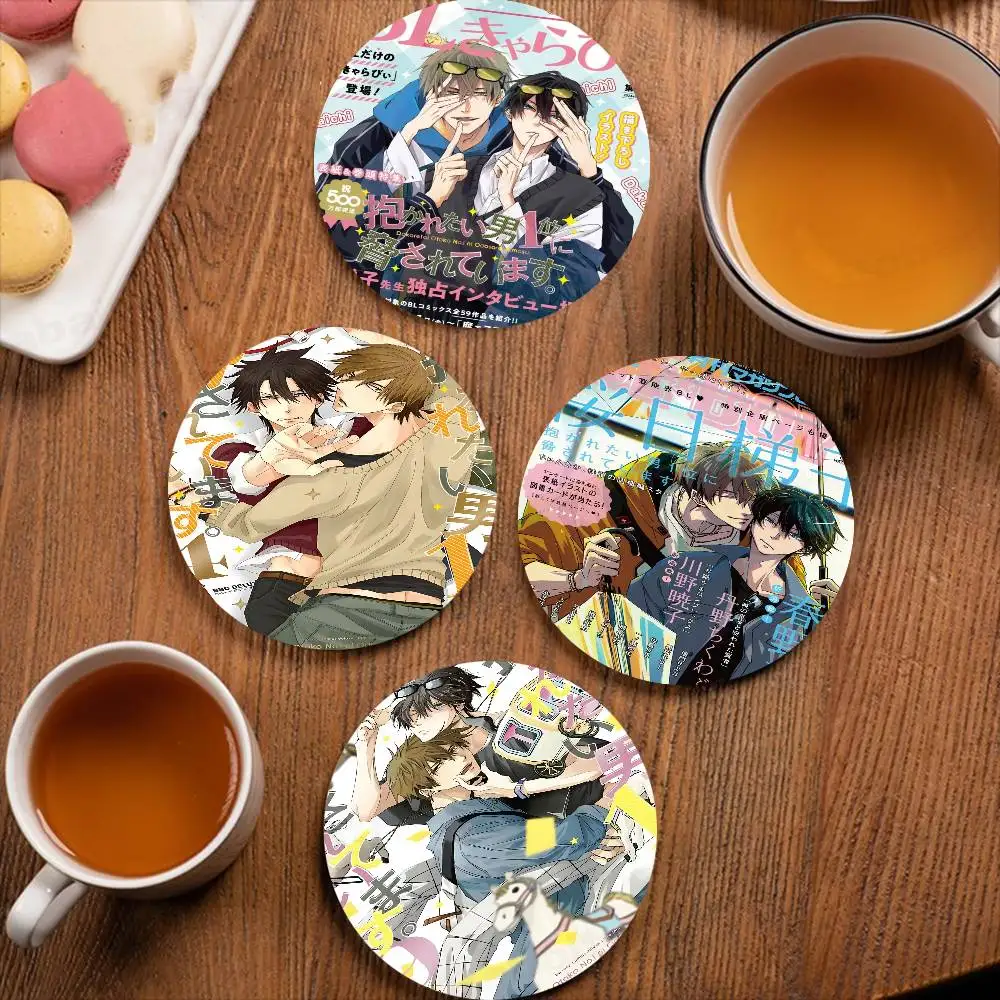 Dakaretai Otoko Odosarete Imasu Anime Retro Wooden Cup Mats Elements Colour Printing Cup Coasters Home Kitchen Decora Gifts