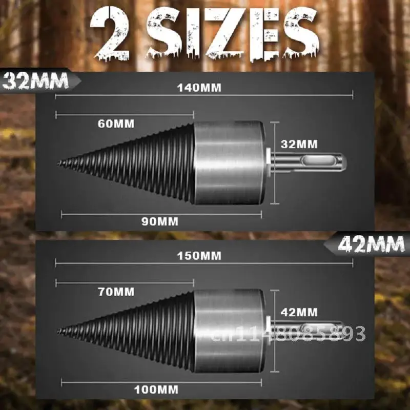 1 pçs 32/38/42mm redondo/quadrado/hexagonal haste lenha broca divisor passo broca dividir ferramentas de perfuração para trabalhar madeira