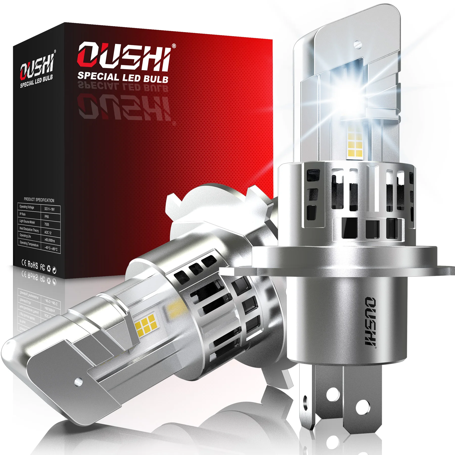 Set of 2 H4 9003 HB2 LED Headlight Bulbs for Vehicles, Featuring Fog Lights with High And Low Beam Options 20000 Lumens