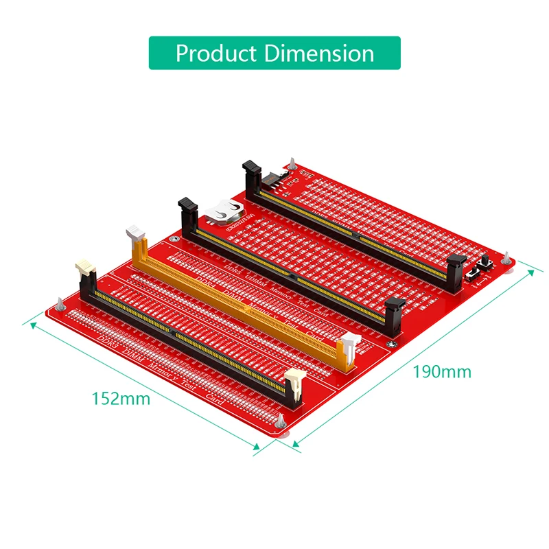 DDR3/4/5 RDIMM/UDIMM Memory Tester with LED Indicator Type C Power Supply Test Button Desktop Computer DDR3/4/5 Memory Test Card