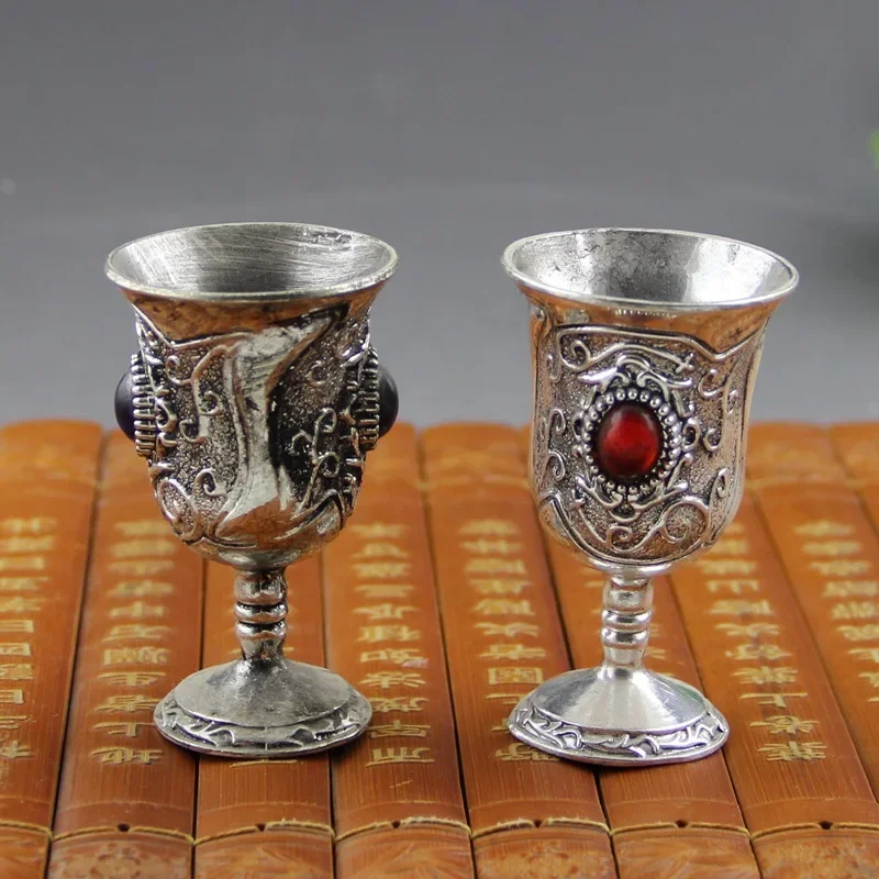 Silver-plated Wine Glass Wine Set Handicraft Creative Silver Wine Glass Worship God Water Glass Home Decoration Accessories