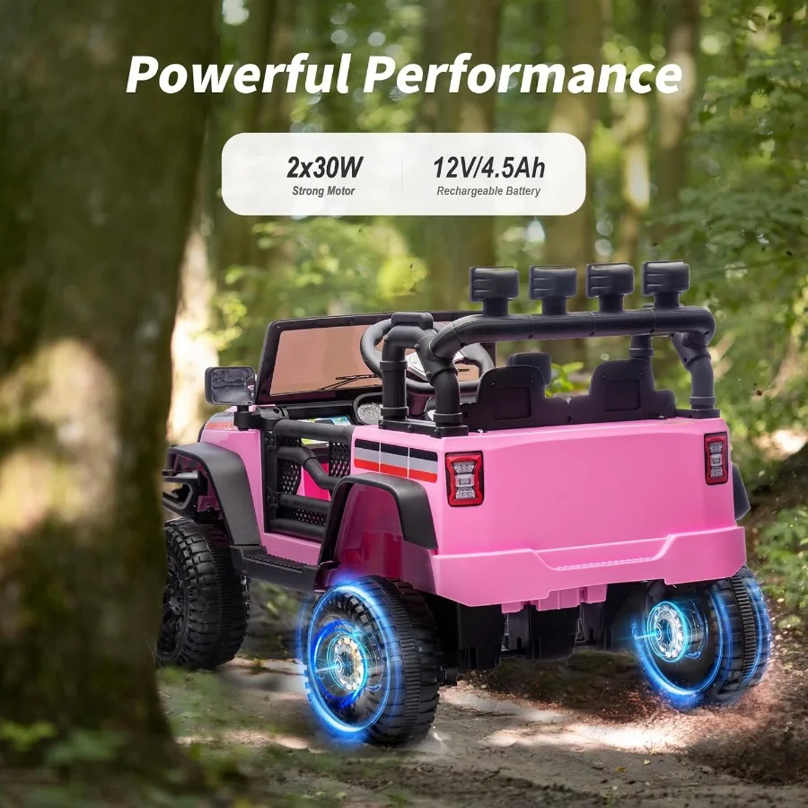 12-V-Fahrt auf dem Auto, LKW, Elektrofahrzeuge, Auto-Fahrt auf Spielzeug für Kleinkinder mit Fernbedienung – Hellrosa