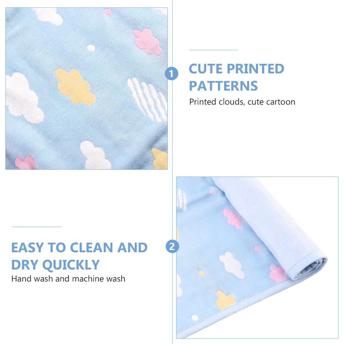 

Водонепроницаемый коврик для пеленания подгузников, матрас для детской кроватки, моющийся портативный мини-матрас для кровати для малышей, облачный узор, синий многоразовый