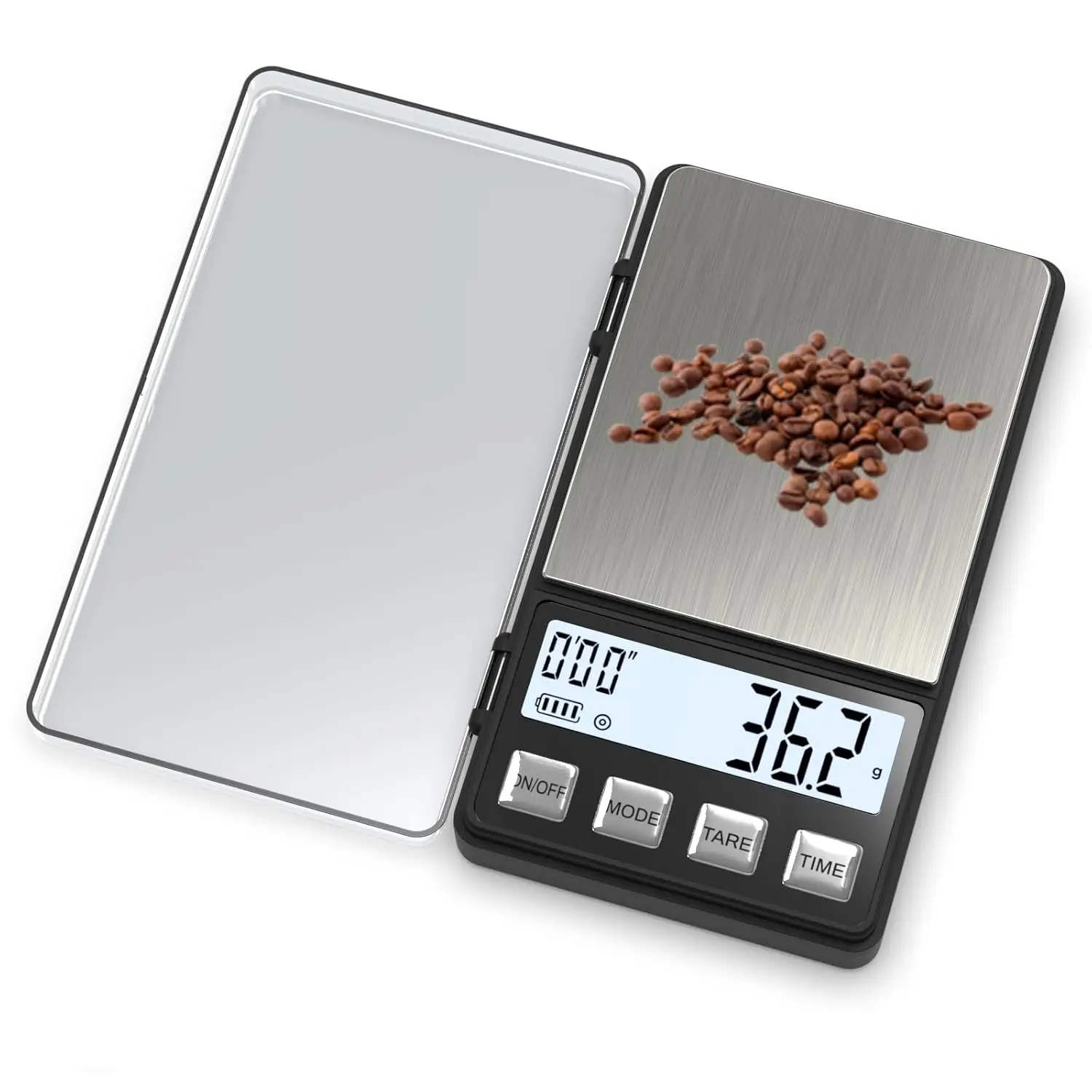 

Compact Espresso Scale with Timer, 1000g x 0.1g Precision, Large Backlit LCD for Coffee Brewing and Travel
